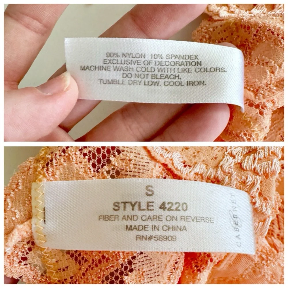 Cabernet Coral Pink Lace Bralette Top, Ribbon Bow & Adjustable Straps sz. S